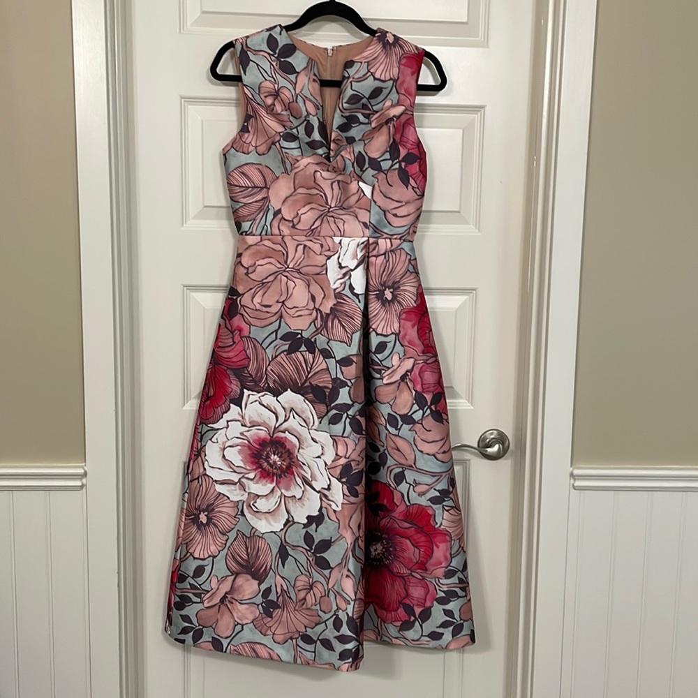 Floral Printed Gown Cerulean Anemone Floral Midi